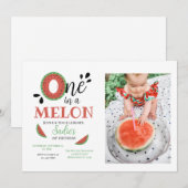 Eén in een Melon Watermelon Eerste Dag Kaart (Voorkant / Achterkant)