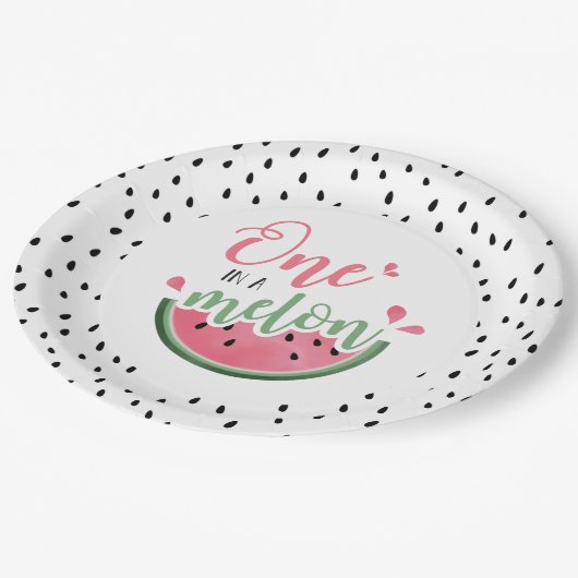Eén in een Melon Watermelon Eerste Dag Papieren Bordje (Gekanteld)