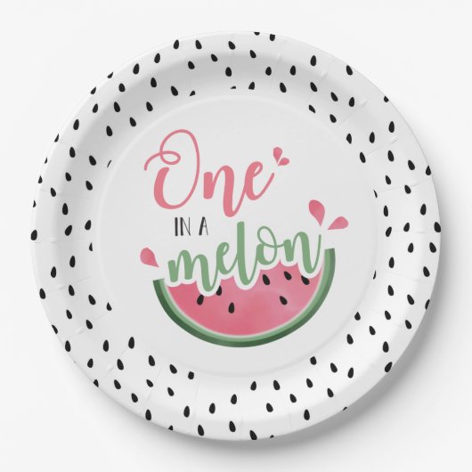 Eén in een Melon Watermelon Eerste Dag Papieren Bordje (Voorkant)