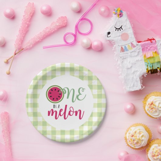 Eén in een Melon Watermelon Eerste Dag Papieren Bordje (Feest)