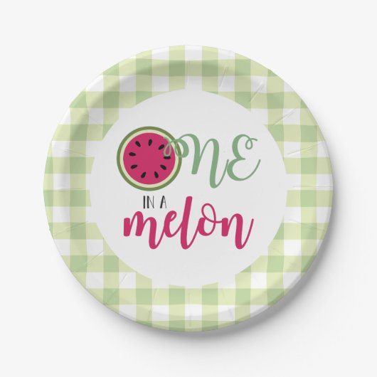 Eén in een Melon Watermelon Eerste Dag Papieren Bordje (Voorkant)