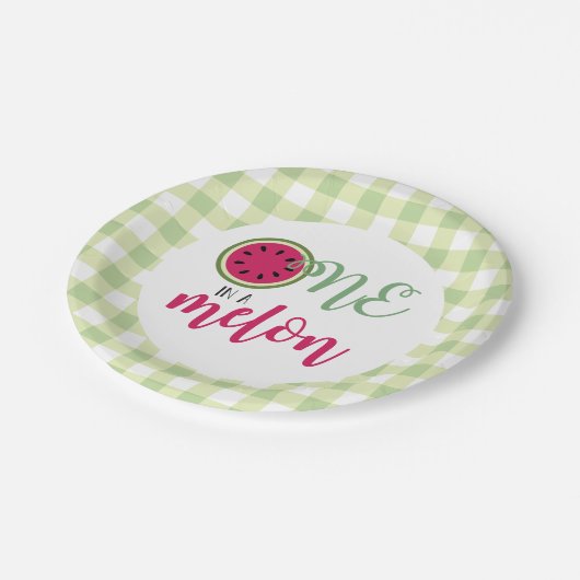 Eén in een Melon Watermelon Eerste Dag Papieren Bordje (Gekanteld)