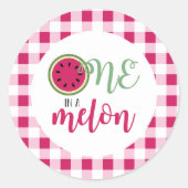 Eén in een Melon Watermelon Eerste Dag Ronde Sticker (Voorkant)