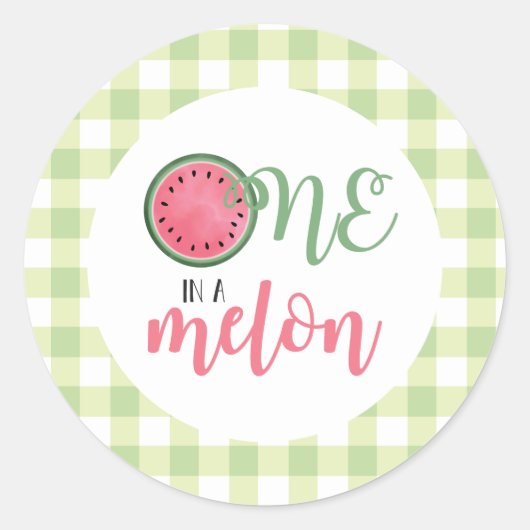 Eén in een Melon Watermelon Eerste Dag Ronde Sticker (Voorkant)