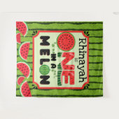 EÉN in een Melon Watermelon First Birthday Backdro Wandkleed (Voorkant (horizontaal))