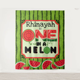 EÉN in een Melon Watermelon First Birthday Backdro Wandkleed