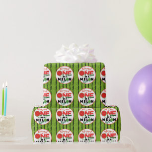 EÉN in een Melon Watermelon First Birthday Cadeaupapier