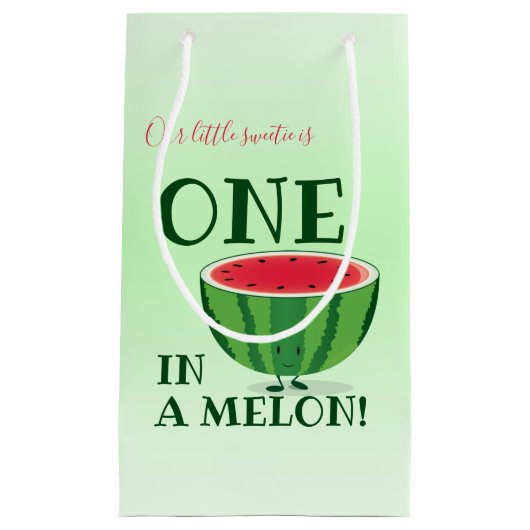 Eén in een Melon Watermelon First Birthday Cartoon Klein Cadeauzakje (Voorkant)