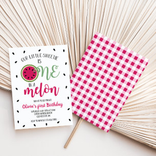 Eén in een Melon Watermelon First Birthday Kaart