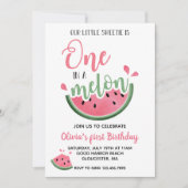 Eén in een Melon Watermelon First Birthday Kaart (Voorkant)