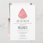 Een in een Melon Watermelon First Birthday Party Kaart (Voorkant / Achterkant)