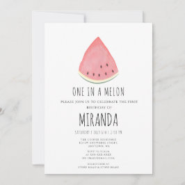 Een in een Melon Watermelon First Birthday Party Kaart