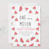 Een in een Melon Watermelon First Birthday Party Kaart (Voorkant)