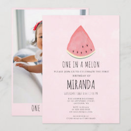 Een in een Melon Watermelon First Birthday Party Kaart