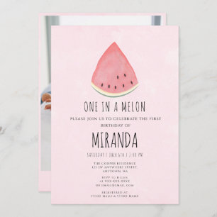 Een in een Melon Watermelon First Birthday Party Kaart