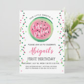 Een in een Melon Watermelon First Birthday Party Kaart (Staand voorkant)