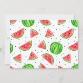Eén in een Melon Watermelon Foto-uitnodiging - roo Kaart (Achterkant)