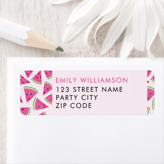 Eén in een Melon Watermelon Girls Birthday Etiket (Insitu)