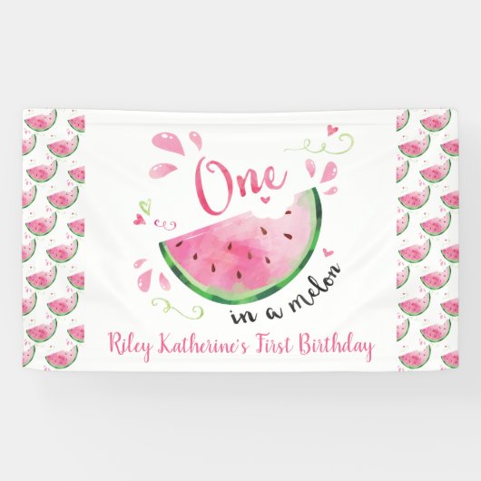 Eén in een Melon Watermelon op de eerste verjaarda Spandoek (Horizontaal)