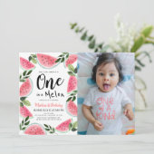 Eén in een Melon Waterverf 1e verjaardag Foto Kaart (Staand voorkant)