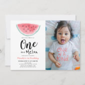 Eén in een Melon Waterverf 1e verjaardag Foto Uitn Kaart (Voorkant)