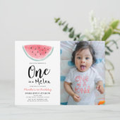 Eén in een Melon Waterverf 1e verjaardag Foto Uitn Kaart (Staand voorkant)