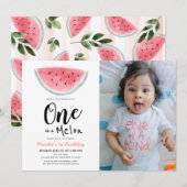 Eén in een Melon Waterverf 1e verjaardag Foto Uitn Kaart (Voorkant / Achterkant)