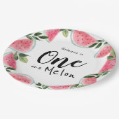 Eén in een Melon Waterverf Watermeloen Papieren Bordje (Gekanteld)
