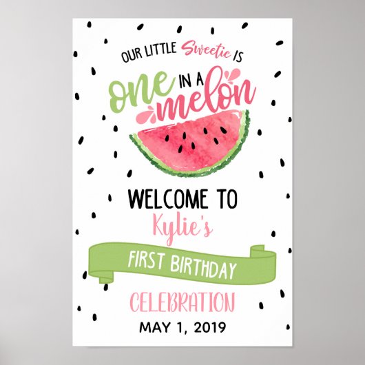 Een in een Melon Welkomstteken Poster (Voorkant)