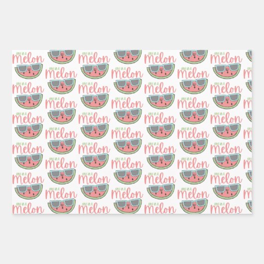 Eén in een Melon Wrapping Paper Flat Sheet Set 3 (Voorkant 3)