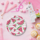 Eén in een Melonwatermeloenslikken en roze strips Papieren Bordje (Feest)