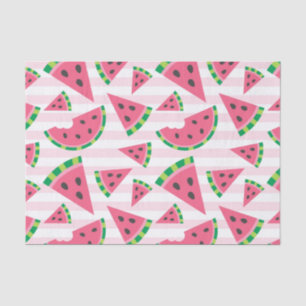 Eén in een Melonwatermeloenslikken en roze strips Tissuepapier