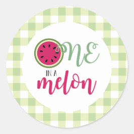 Eén in een watermeloen Eerste verjaardag Ronde Sticker