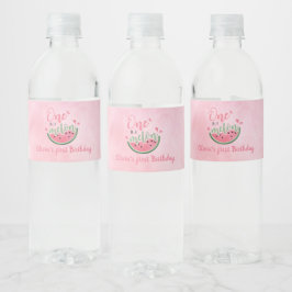 Eén in een watermeloen Eerste verjaardag Waterfles Etiket