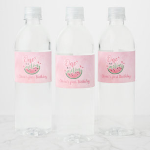 Eén in een watermeloen Eerste verjaardag Waterfles Etiket