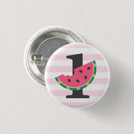 Eén in een watermeloen-feestfavor voor de 1e verja ronde button 3,2 cm