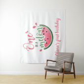 Eén in een watermeloen waterverf 1e verjaardag  wandkleed (In situ)