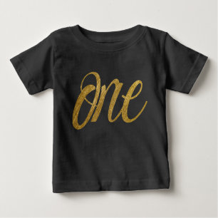 Een in Faux Gold FIRST BIRTHDAY-script