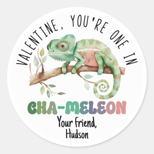 Eén in Kameleon Valentijnstickers Ronde Sticker (Voorkant)