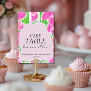 Eén in meloen CAKE TABLE Roze watermeloen Bordje Kaart