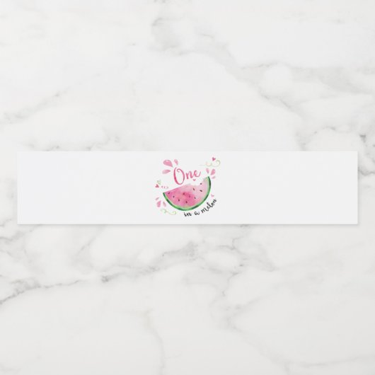 Eén in Melon Birthday Party Waterfles Etiket (Enkel label)