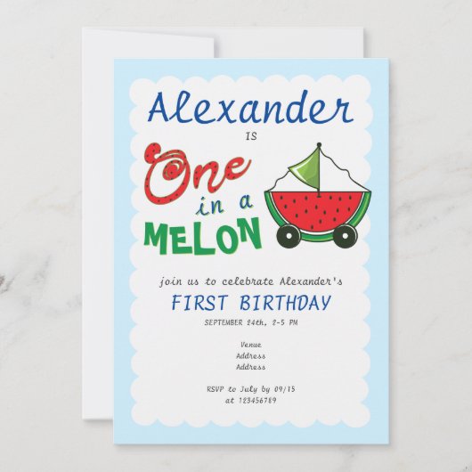 Een in Melon Blue Schattige Boat Pull Speelgoed 1s Kaart (Voorkant)