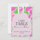 Een in Melon CAKE TAFEL Roze Watermeloen Teken Kaart (Achterkant)