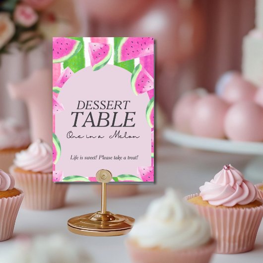 Een in Melon Dessert TAFEL Roze Watermeloen Teken Kaart