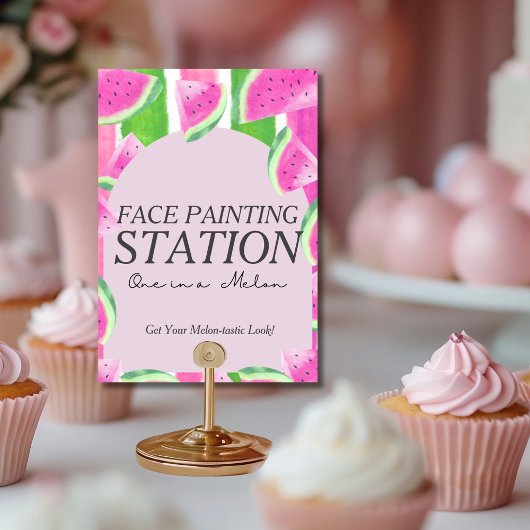 Een in Melon Face Paint Station Watermelon Sign Kaart