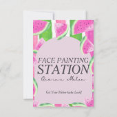 Een in Melon Face Paint Station Watermelon Sign Kaart (Achterkant)