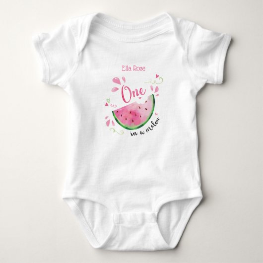 Een in Melon First Birthday Outfit Shirt (Voorkant)