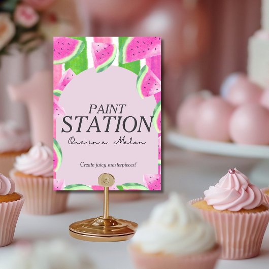 Een in Melon Paint Station Roze Watermeloen Teken Kaart
