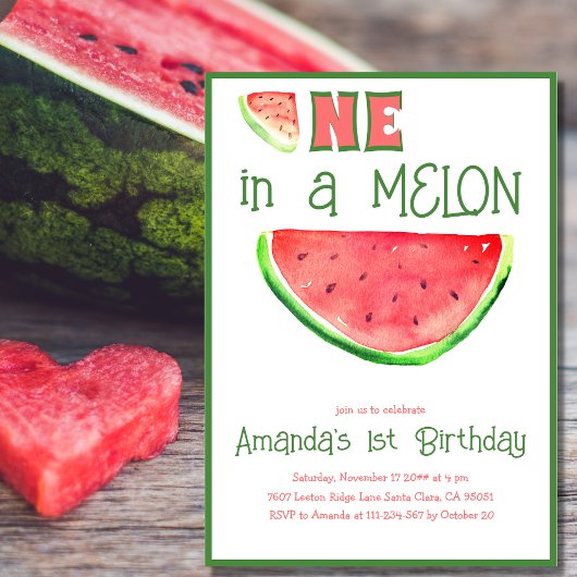 Een in Melon Tutti Frutti Eerste 1e Verjaardagsfee Kaart