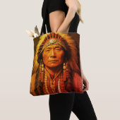 Een indiaanse hoofdman op een schouder tote bag (Dichtbij)